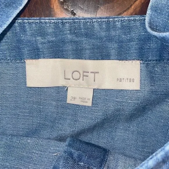 Loft Denim Button Front Dress Size 2P - Picture 9 of 10